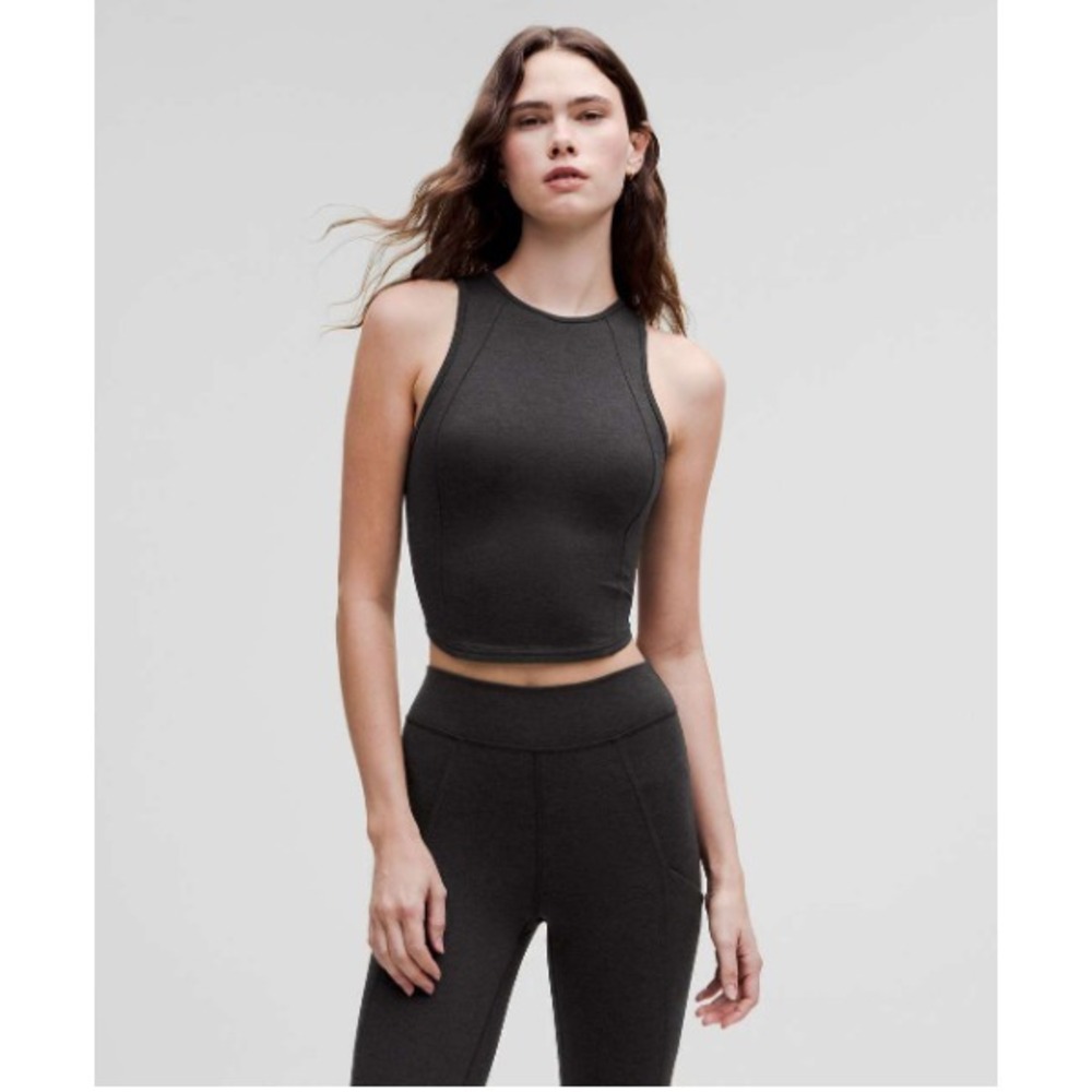 Lululemon Soft Sueded Crewneck Cropped Tank Top-Black